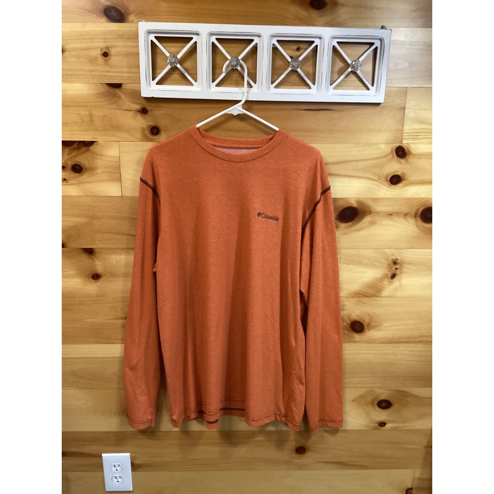 Columbia Mens Omni-Wick Long Sleeve Shirt XL Orange Heather Activewear Hiking